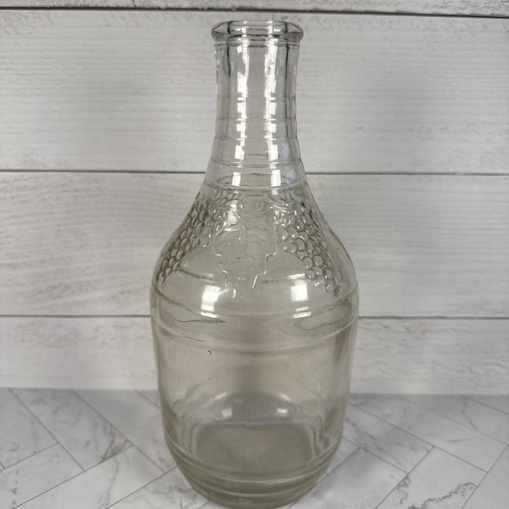 1933 Owens-Illinois Glass Company Liquor Wine Decanter Embossed Grapes Leaf VTG